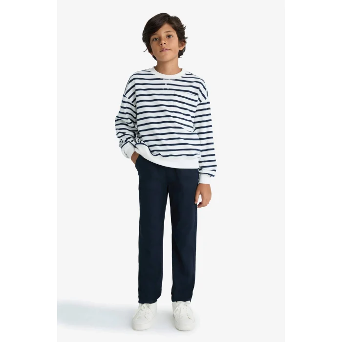 Defacto T8850A6NV253 Lacivert Erkek Çocuk Düz Paça Gabardin Okul Pantolonu