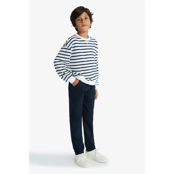 Defacto T8850A6NV253 Lacivert Erkek Çocuk Düz Paça Gabardin Okul Pantolonu