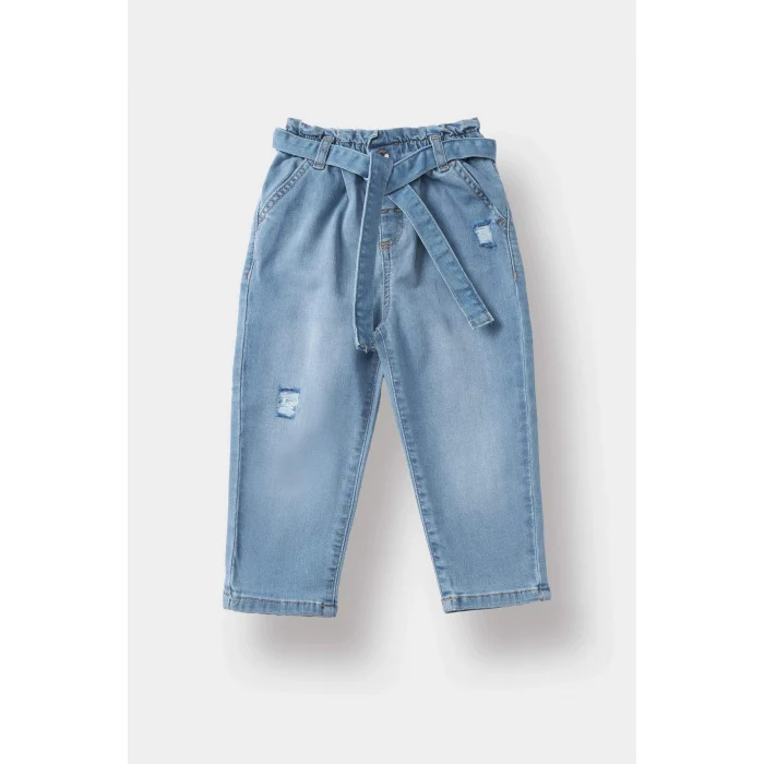 Defacto D1532A5BE394 Mavi Kız Bebek Paperbag Düz Paça Jean Pantolon