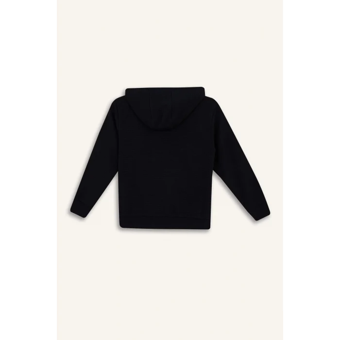 Defacto T7468A6BK81 Siyah Erkek Çocuk Kapüşonlu Okul Fermuarlı Sweatshirt