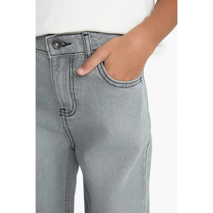 Defacto F2836A8NM55 Gri Erkek Çocuk Wide Leg Düz Paça Jean Pantolon