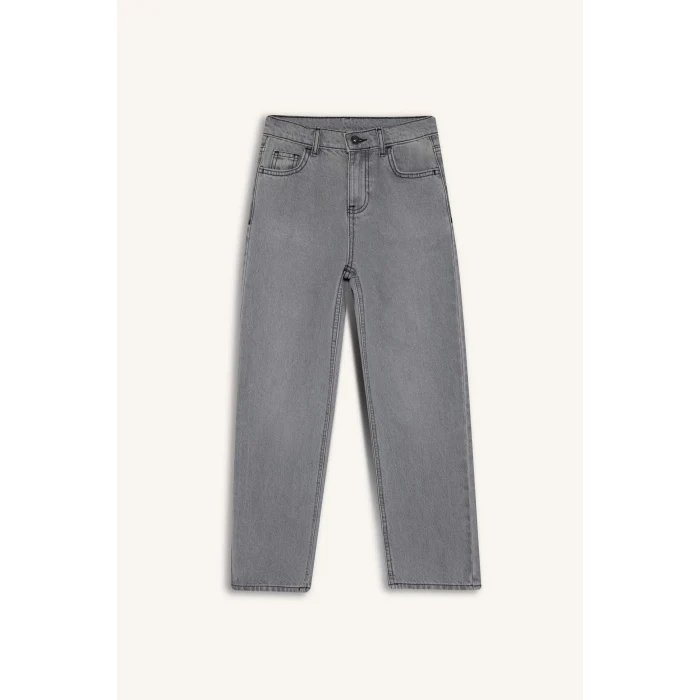 Defacto F2836A8NM55 Gri Erkek Çocuk Wide Leg Düz Paça Jean Pantolon