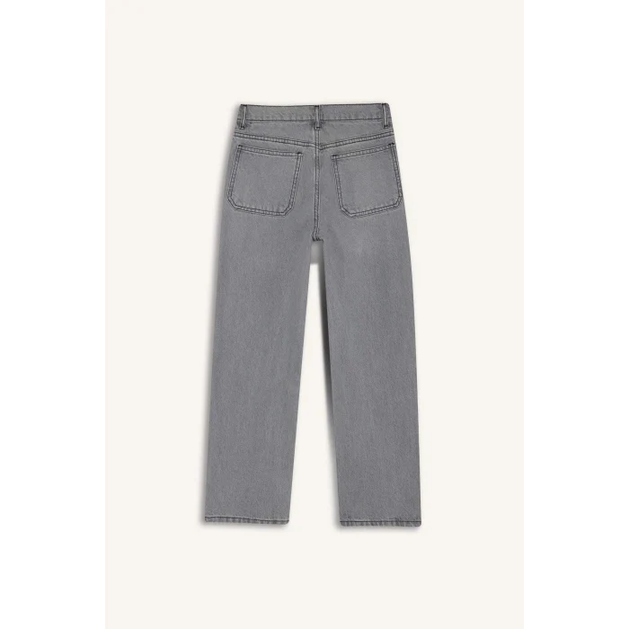 Defacto F2836A8NM55 Gri Erkek Çocuk Wide Leg Düz Paça Jean Pantolon