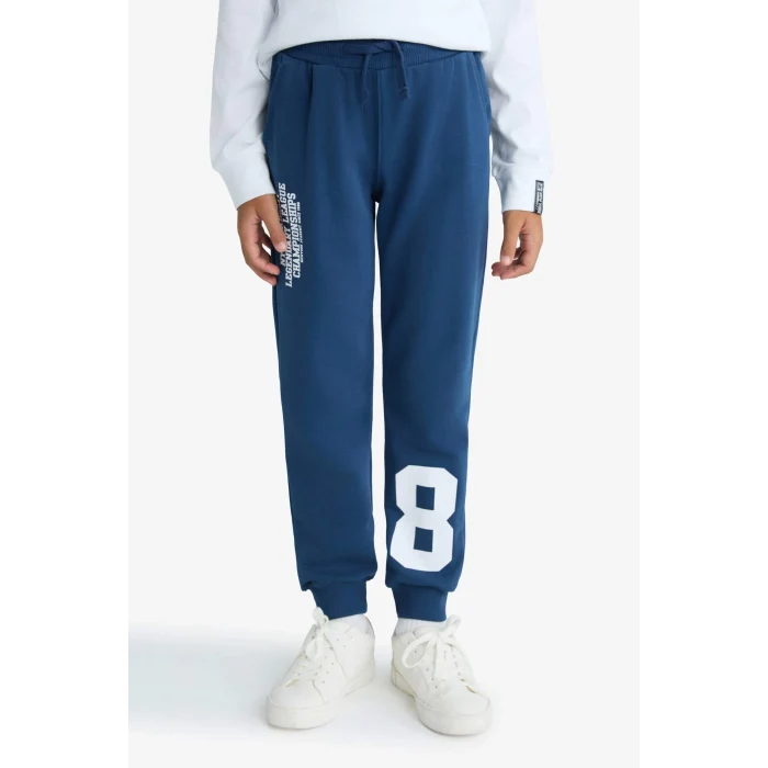 Defacto F2715A8BE829 Mavi Erkek Çocuk Beli Lastikli Baskılı Eşofman Altı