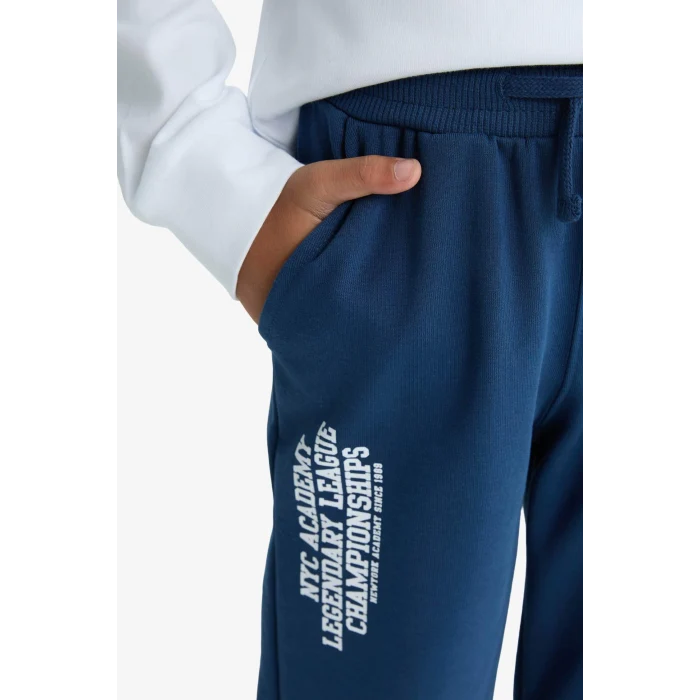 Defacto F2715A8BE829 Mavi Erkek Çocuk Beli Lastikli Baskılı Eşofman Altı