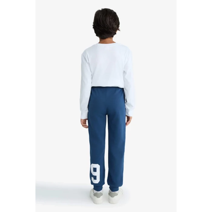 Defacto F2715A8BE829 Mavi Erkek Çocuk Beli Lastikli Baskılı Eşofman Altı