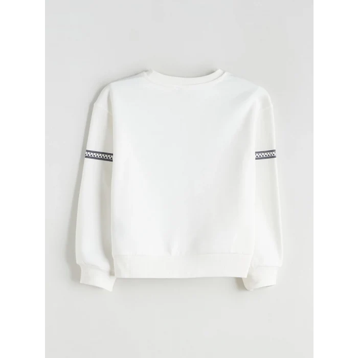 LCW Kids Ekru Bisiklet Yaka Kız Çocuk Sweatshirt