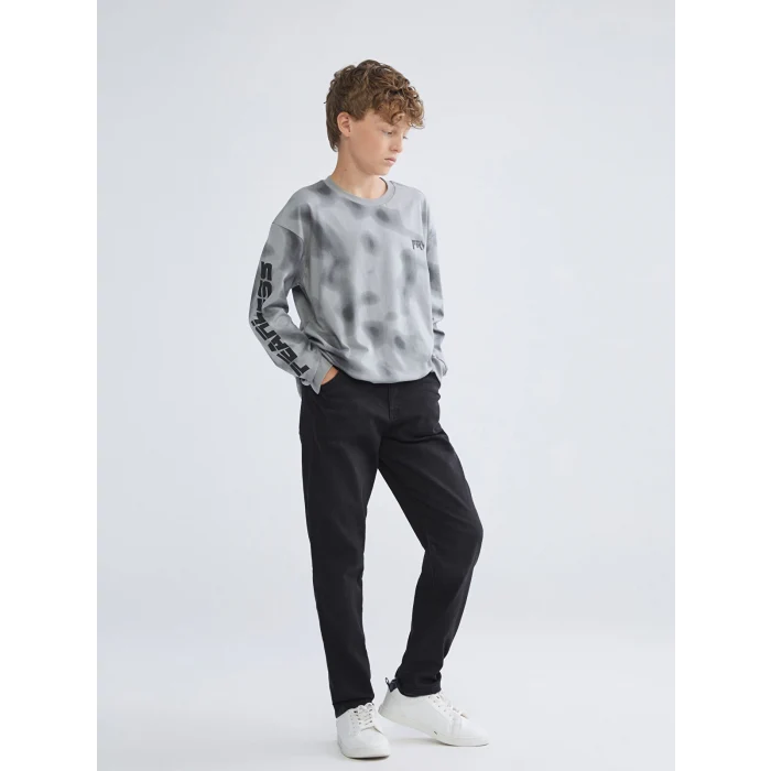 LCW Kids Gri Bisiklet Yaka Erkek Çocuk Tişört