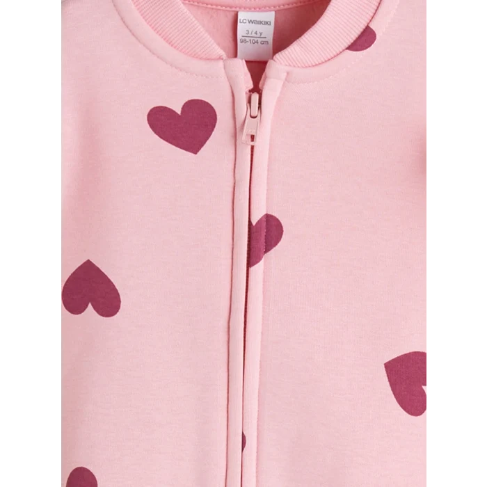 LCW Kids Pembe Bisiklet Yaka Baskılı Kız Çocuk Kalın Yelek