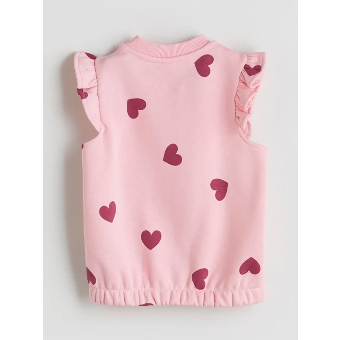 LCW Kids Pembe Bisiklet Yaka Baskılı Kız Çocuk Kalın Yelek