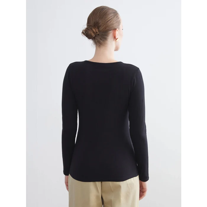 LCWAIKIKI Classic Siyah Bisiklet Yaka Kadın Body