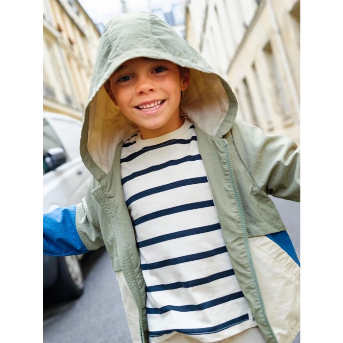 LCW Kids Lacivert Bisiklet Yaka Çizgili Erkek Çocuk Tişört