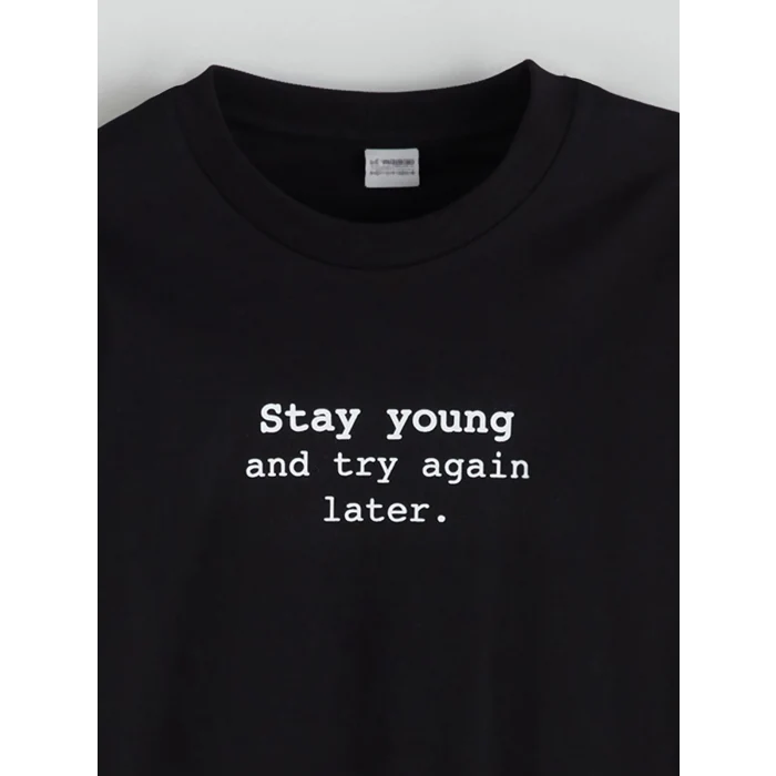 LCW Kids Siyah Bisiklet Yaka Erkek Çocuk Tişört