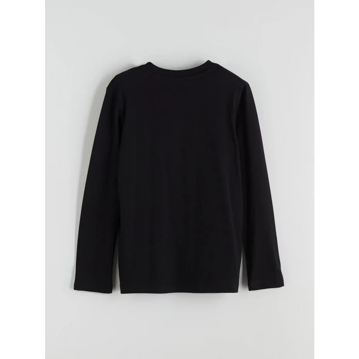 LCW Kids Siyah Bisiklet Yaka Erkek Çocuk Tişört