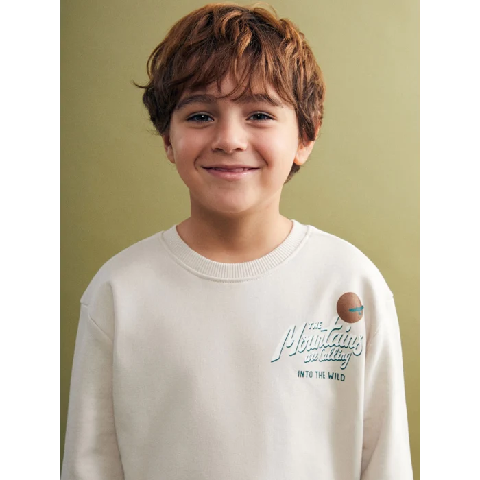 LCW Kids Gri Bisiklet Yaka Erkek Çocuk Sweatshirt