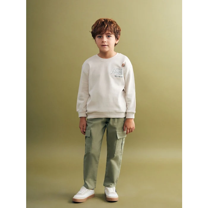 LCW Kids Gri Bisiklet Yaka Erkek Çocuk Sweatshirt
