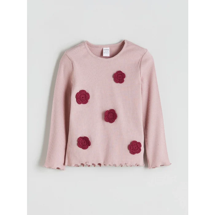 LCW Kids Pembe Bisiklet Yaka Desenli Kız Çocuk Bluz