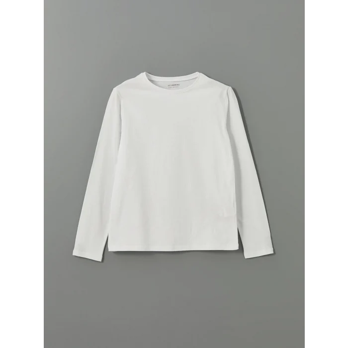 LCW Kids Beyaz Bisiklet Yaka Kız Çocuk Tişört