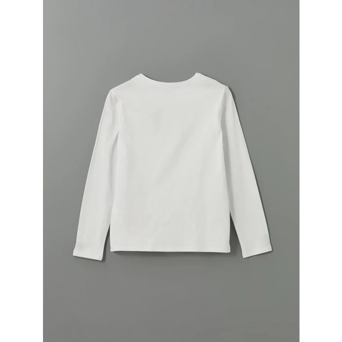 LCW Kids Beyaz Bisiklet Yaka Kız Çocuk Tişört