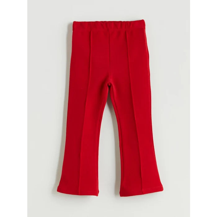 LCW Kids Kirmizi Beli Lastikli İspanyol Paça Kız Çocuk Tayt