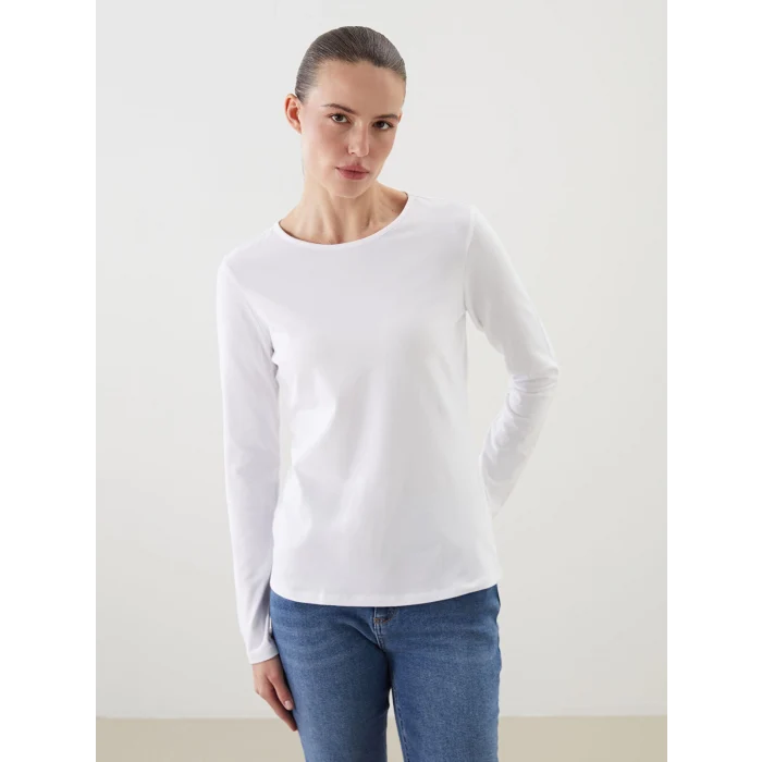 LCWAIKIKI Classic Beyaz Bisiklet Yaka Kadın Body