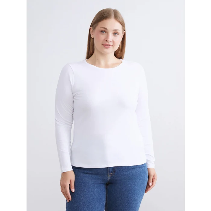 LCWAIKIKI Classic Beyaz Bisiklet Yaka Kadın Body