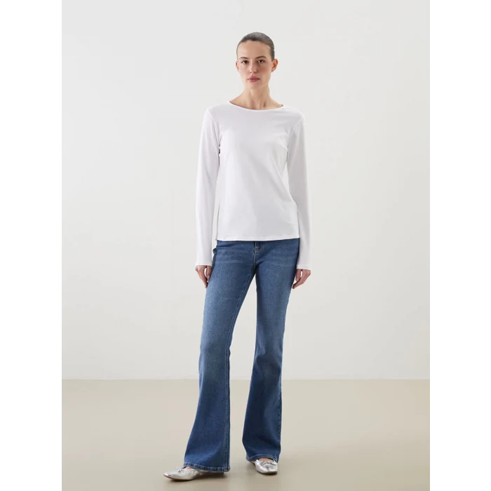 LCWAIKIKI Classic Beyaz Bisiklet Yaka Kadın Body