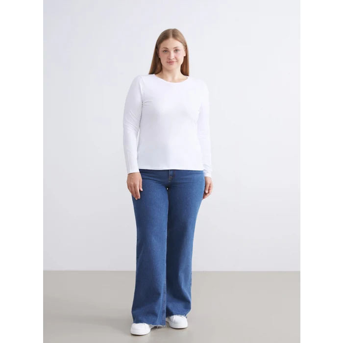 LCWAIKIKI Classic Beyaz Bisiklet Yaka Kadın Body