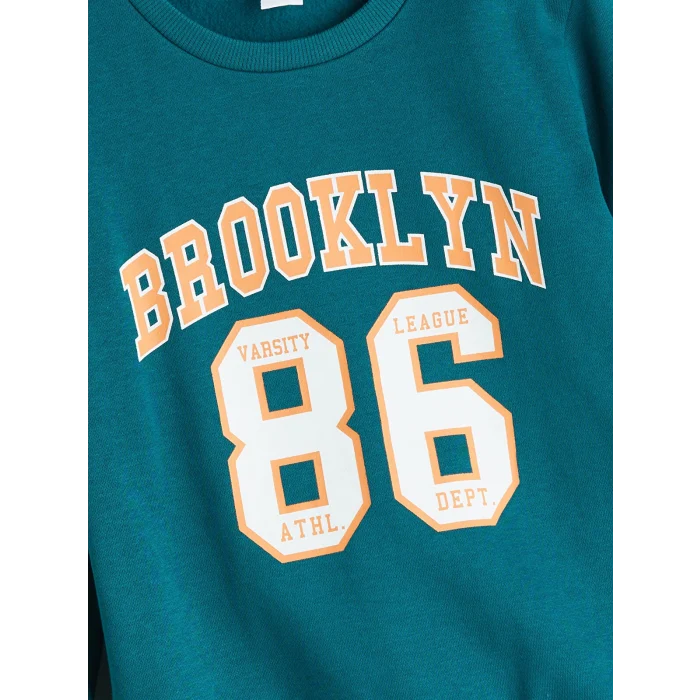 LCW Kids Yeşil Yazı Baskılı Erkek Çocuk Sweatshirt