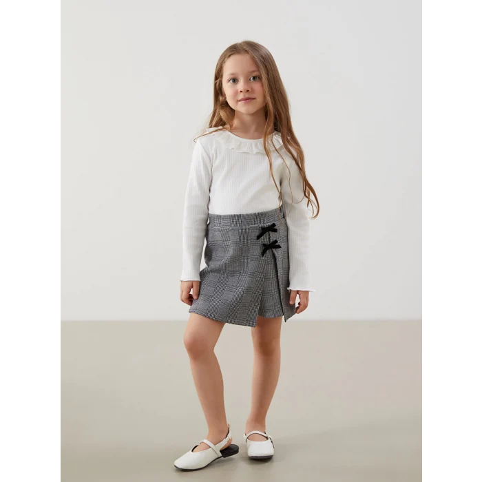 LCW Kids Ekru Bisiklet Yaka Basic Kız Çocuk Tişört