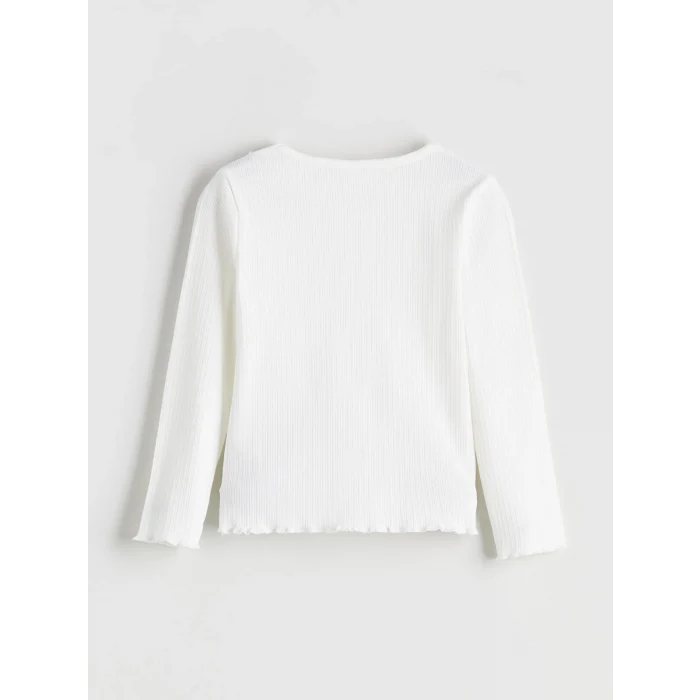 LCW Kids Ekru Bisiklet Yaka Basic Kız Çocuk Tişört