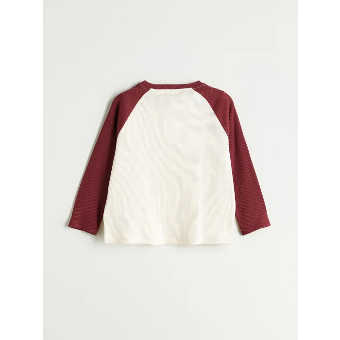 LCW Kids Bej Bisiklet Yaka Baskılı Erkek Çocuk Tişört