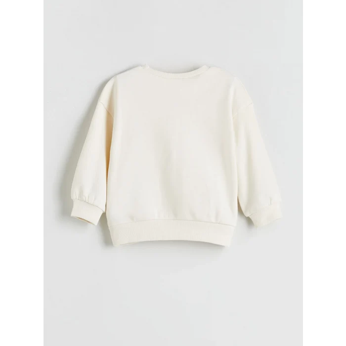 LCW Kids Ekru Bisiklet Yaka Fiyonk Detaylı Kız Çocuk Sweatshirt