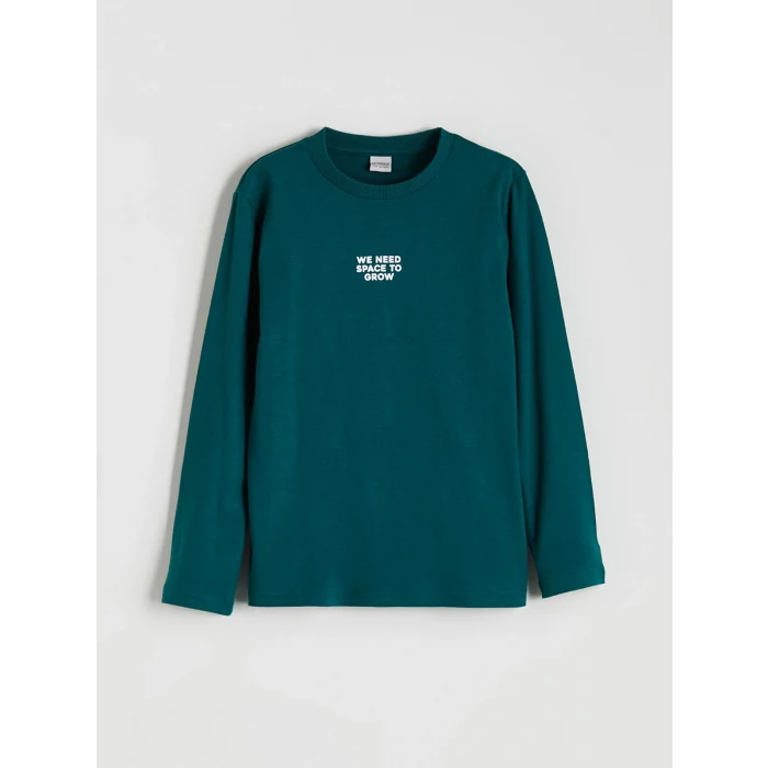 LCW Kids Yeşil Bisiklet Yaka Erkek Çocuk Tişört