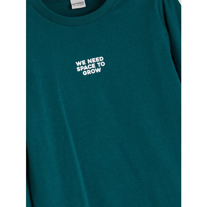 LCW Kids Yeşil Bisiklet Yaka Erkek Çocuk Tişört