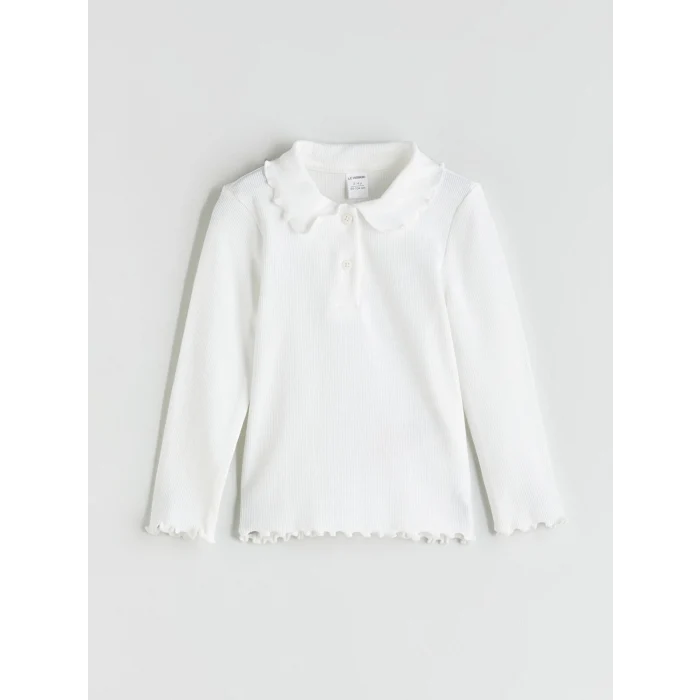 LCW Kids Ekru Bebe Yaka Kız Çocuk Tişört