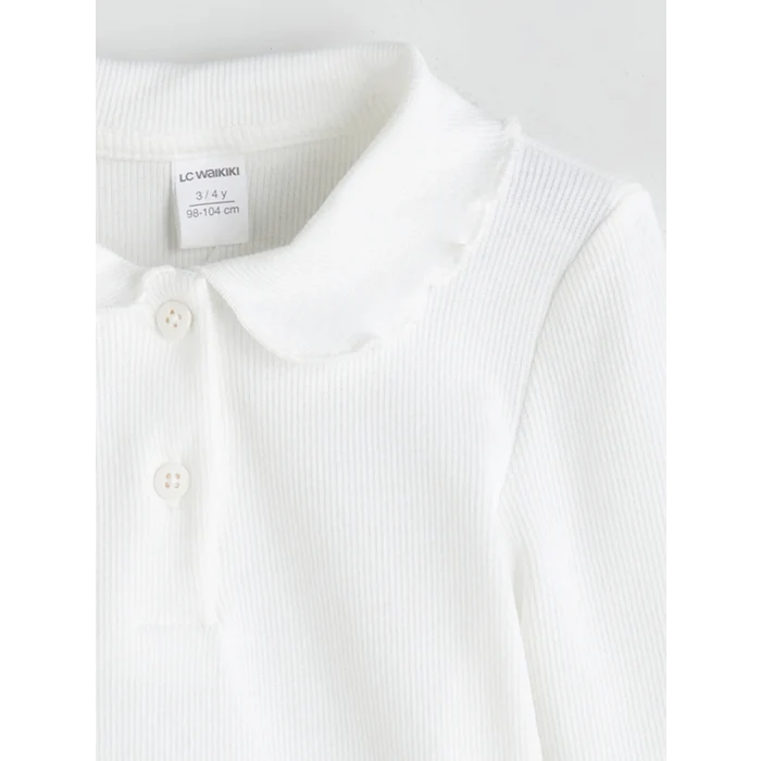 LCW Kids Ekru Bebe Yaka Kız Çocuk Tişört