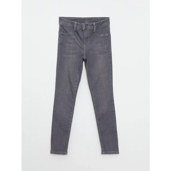 LCW Kids Gri Slim Fit Kız Çocuk Jean Pantolon