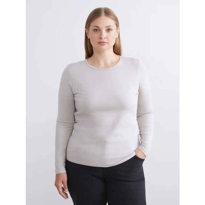 LCWAIKIKI Classic Gri Bisiklet Yaka Kadın Body