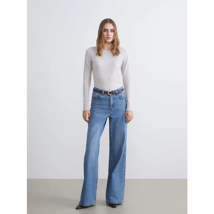 LCWAIKIKI Classic Gri Bisiklet Yaka Kadın Body