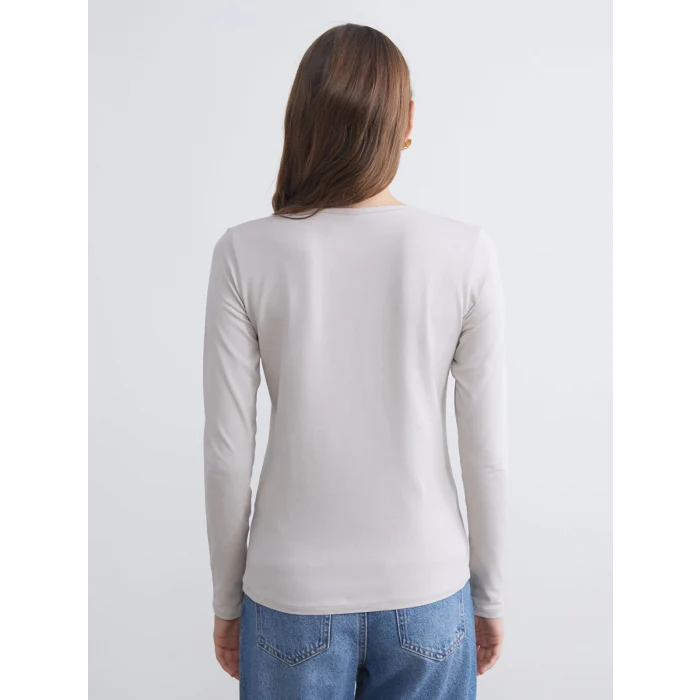 LCWAIKIKI Classic Gri Bisiklet Yaka Kadın Body