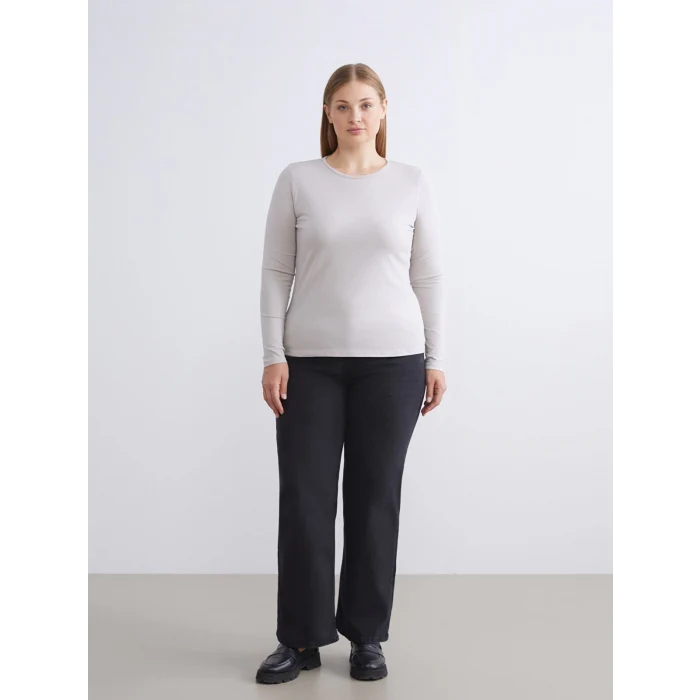 LCWAIKIKI Classic Gri Bisiklet Yaka Kadın Body