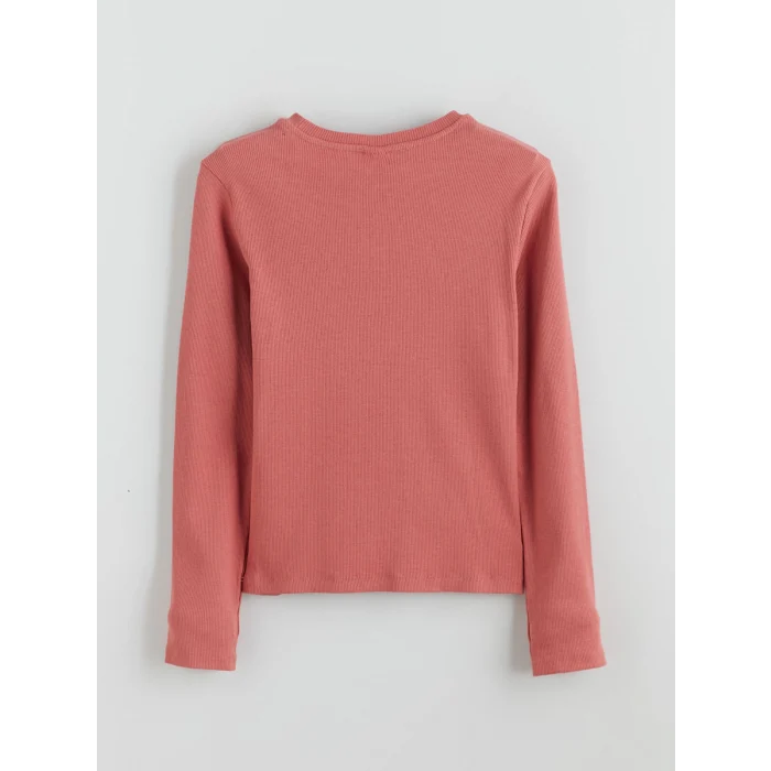 LCW Kids Pembe Bisiklet Yaka Baskılı Kız Çocuk Tişört