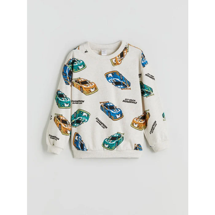 LCW Kids Karişik Bisiklet Yaka Baskılı Erkek Çocuk Sweatshirt
