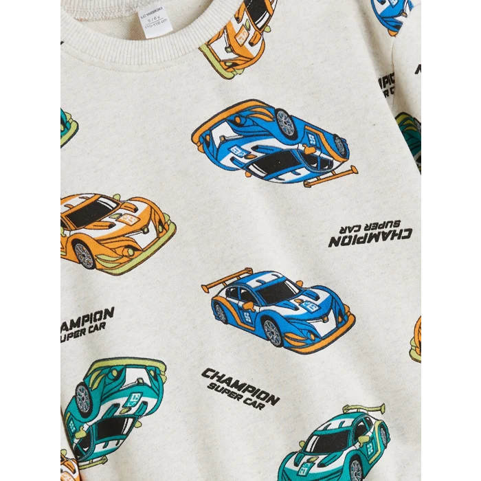 LCW Kids Karişik Bisiklet Yaka Baskılı Erkek Çocuk Sweatshirt