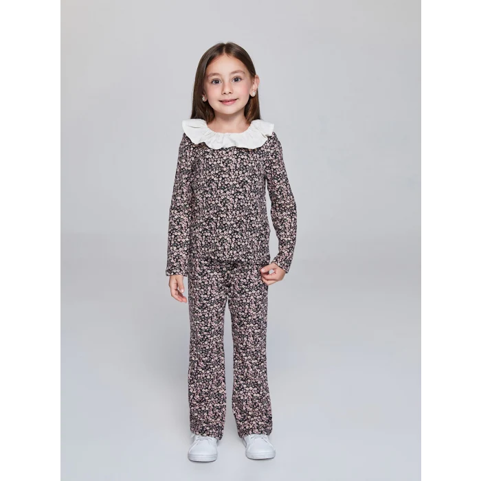 LCW Kids Pembe Beli Lastikli İspanyol Paça Kız Çocuk Tayt