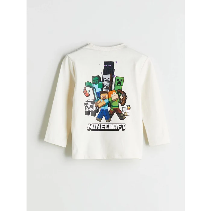 LCW Kids Bej Bisiklet Yaka Baskılı Erkek Çocuk Tişört