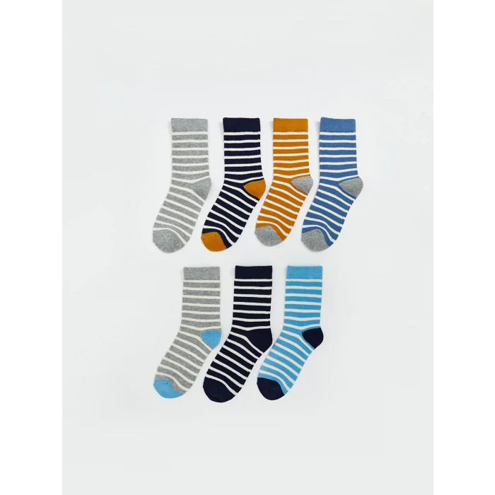 LCW Kids Karişik Çizgili Erkek Çocuk Soket Çorap 7li