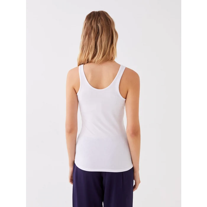 LCW DREAM Beyaz Kadın U Yaka Düz Atlet