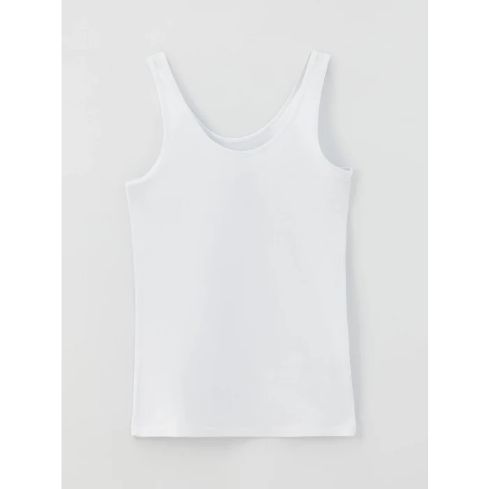 LCW DREAM Beyaz Kadın U Yaka Düz Atlet